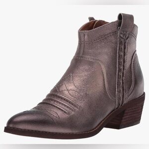 Zodiac Metallic Silver Gunmetal Kelsey Ankle Boots Side Zip Womens Size 9.5 M